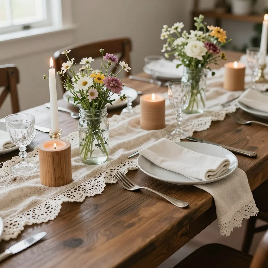Burlap and Lace Table Runners