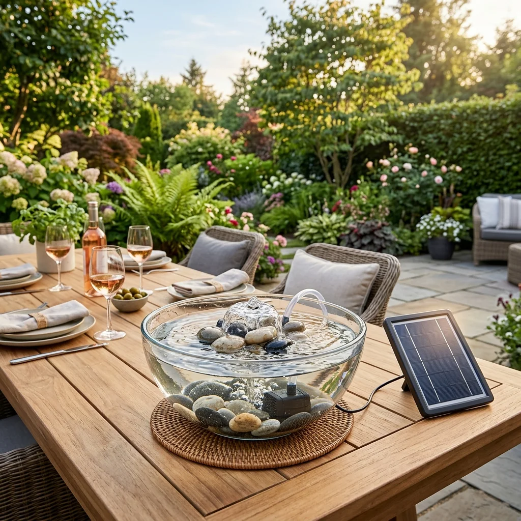 Glass Tabletop Solar Fountain