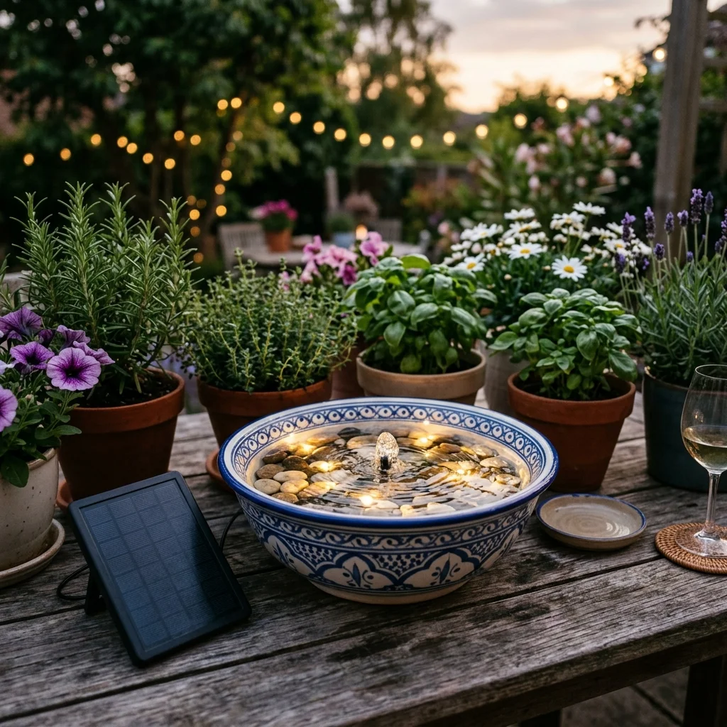 Mini Solar Fountain with LED Lights