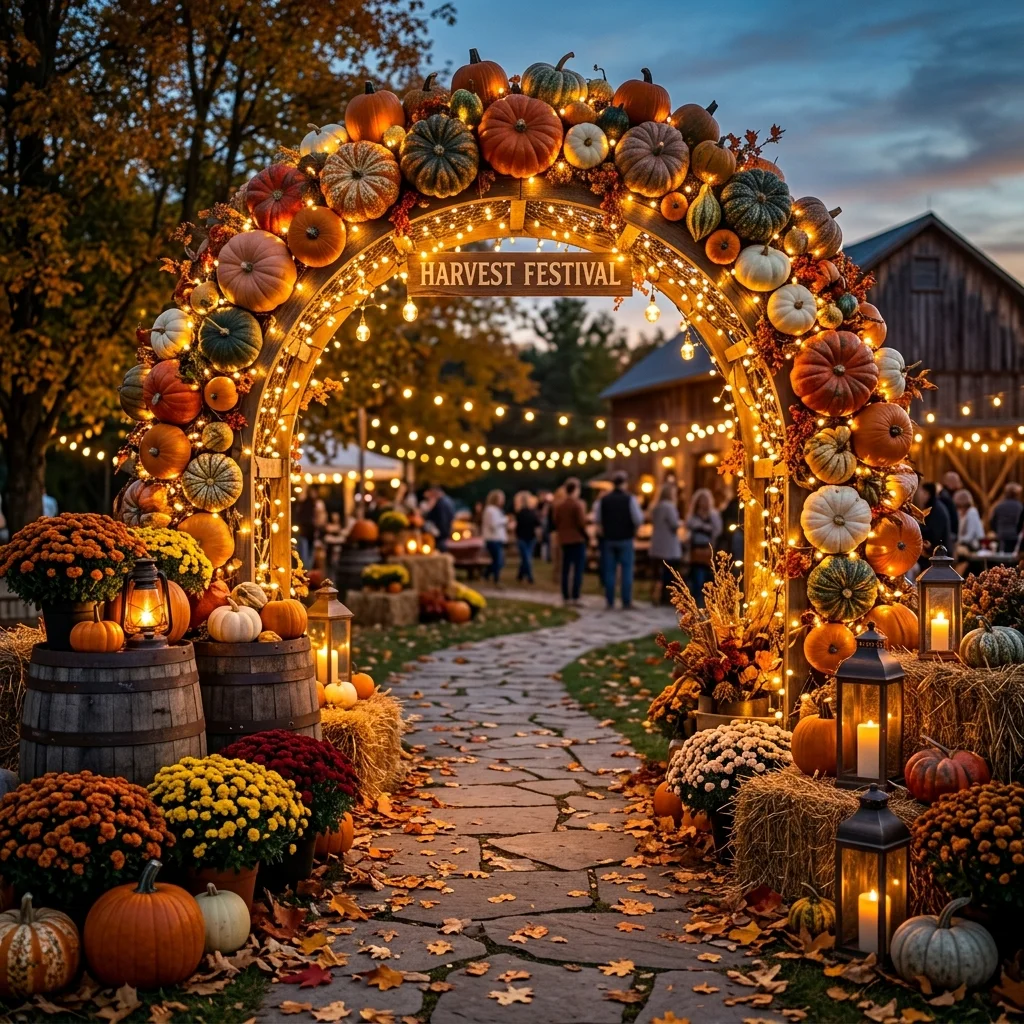 Pumpkin Archway with Fairy Lights