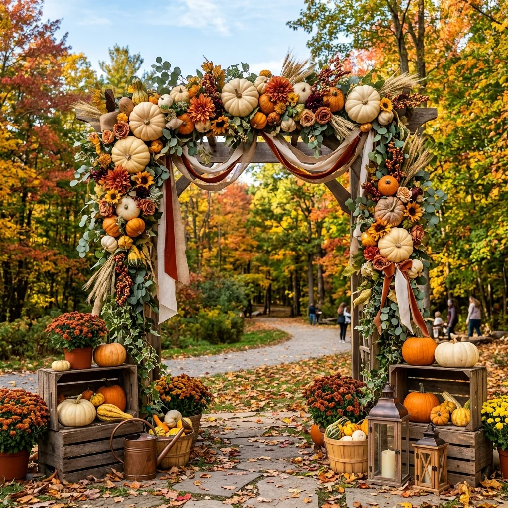 Pumpkin Archway with Floral Accents DIY