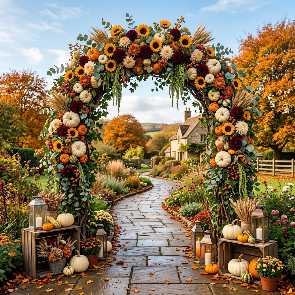 Pumpkin Archway with Floral Accents