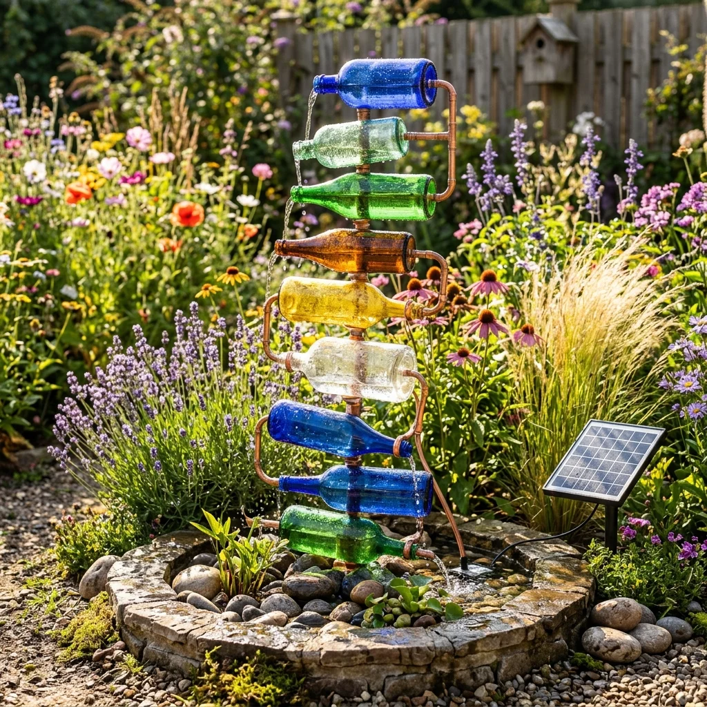 Recycled Glass Bottle Fountain