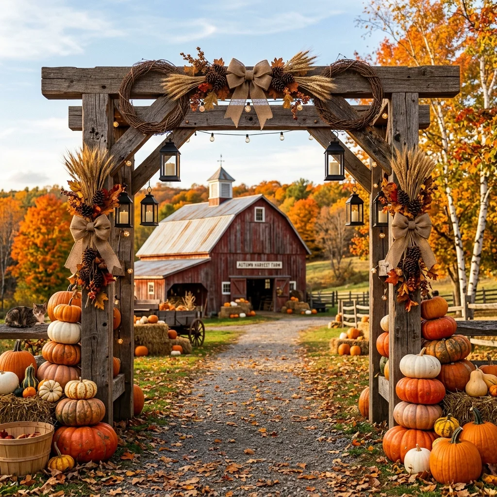Rustic Wooden Pumpkin Archway