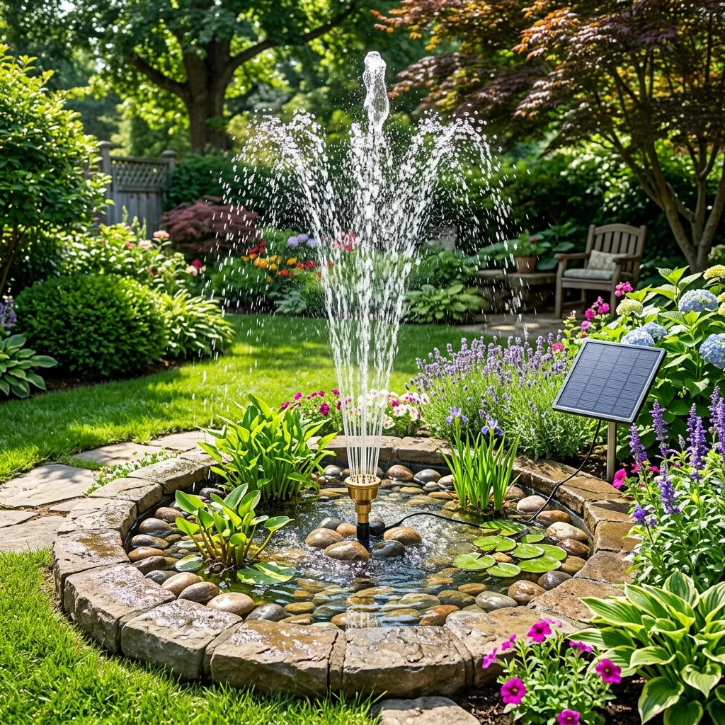Solar-Powered Fountain with Fountain Head