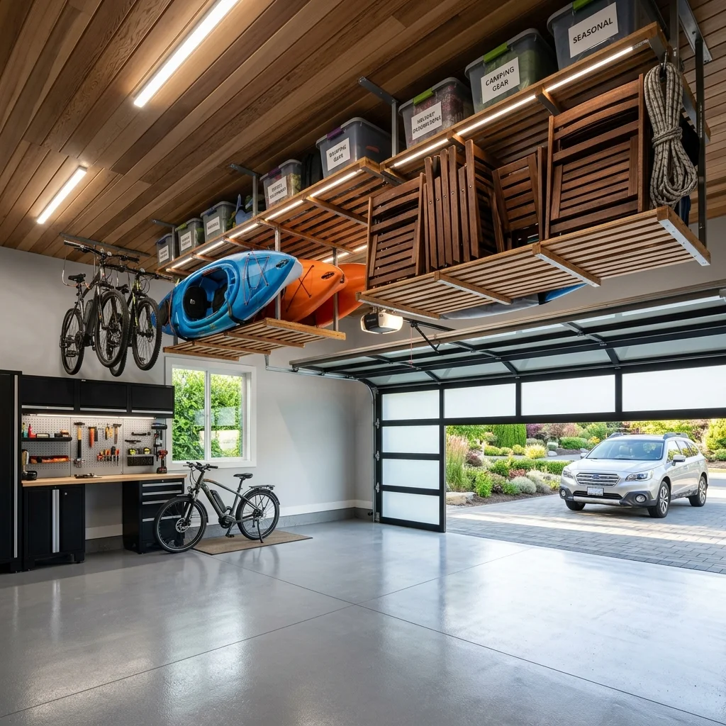Utilize Overhead Storage with Slatted Ceiling Racks
