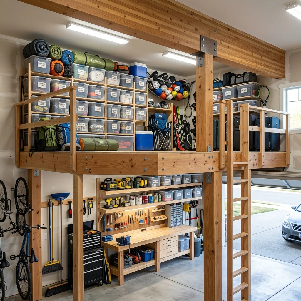 Utilize Overhead Storage with a DIY Garage Loft 