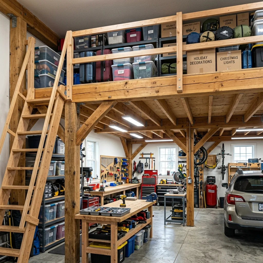 Utilize Overhead Storage with a DIY Garage Loft 
