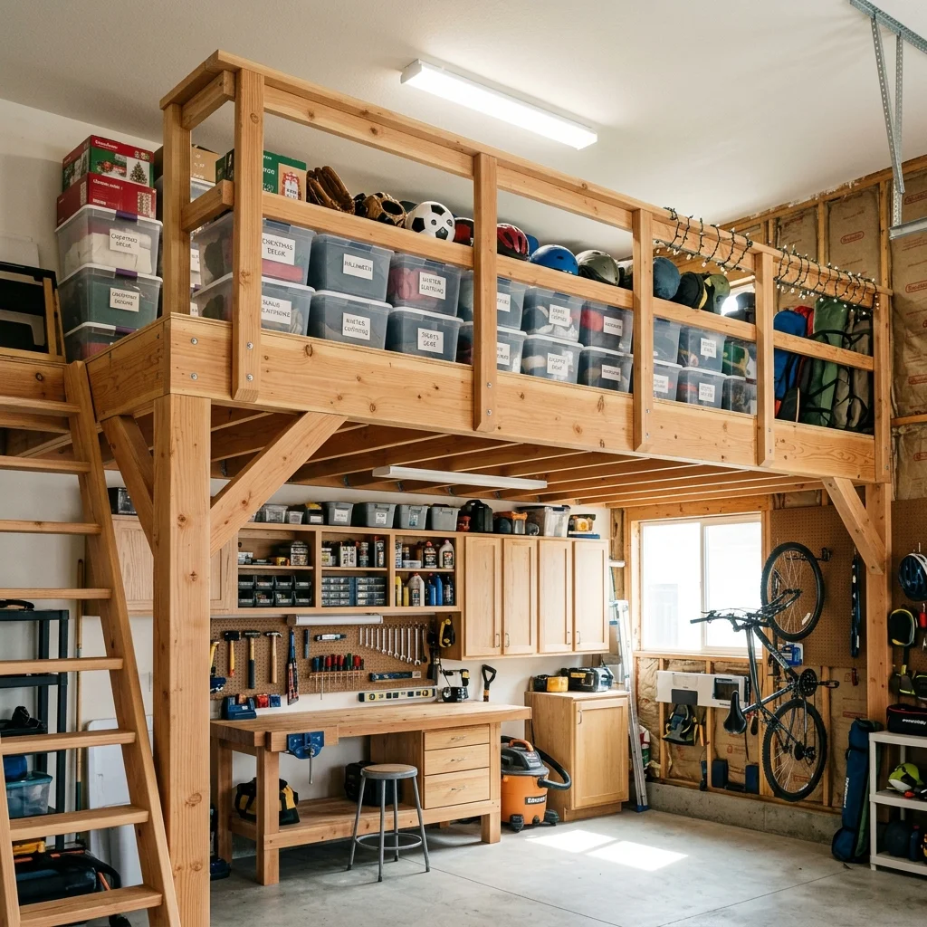 Utilize Overhead Storage with a DIY Garage Loft 