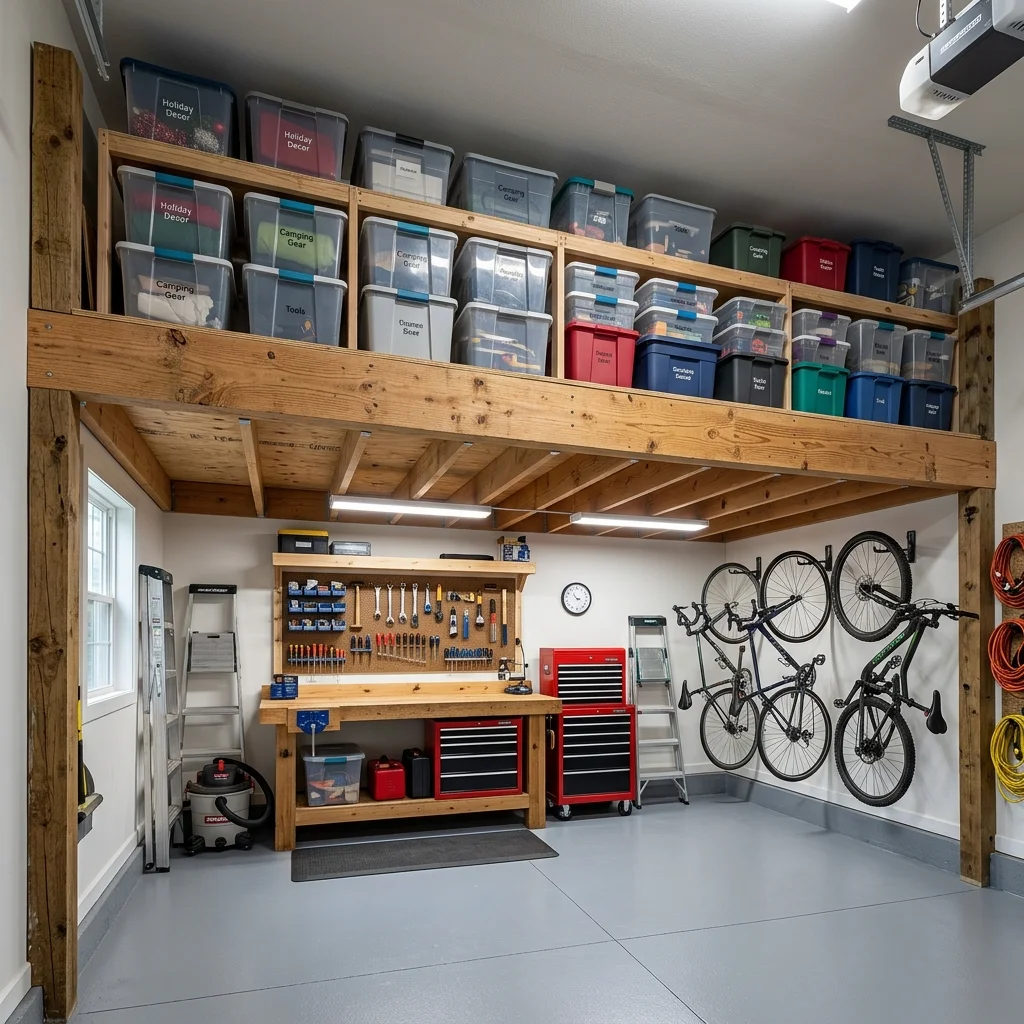 Utilize Overhead Storage with a DIY Garage Loft 