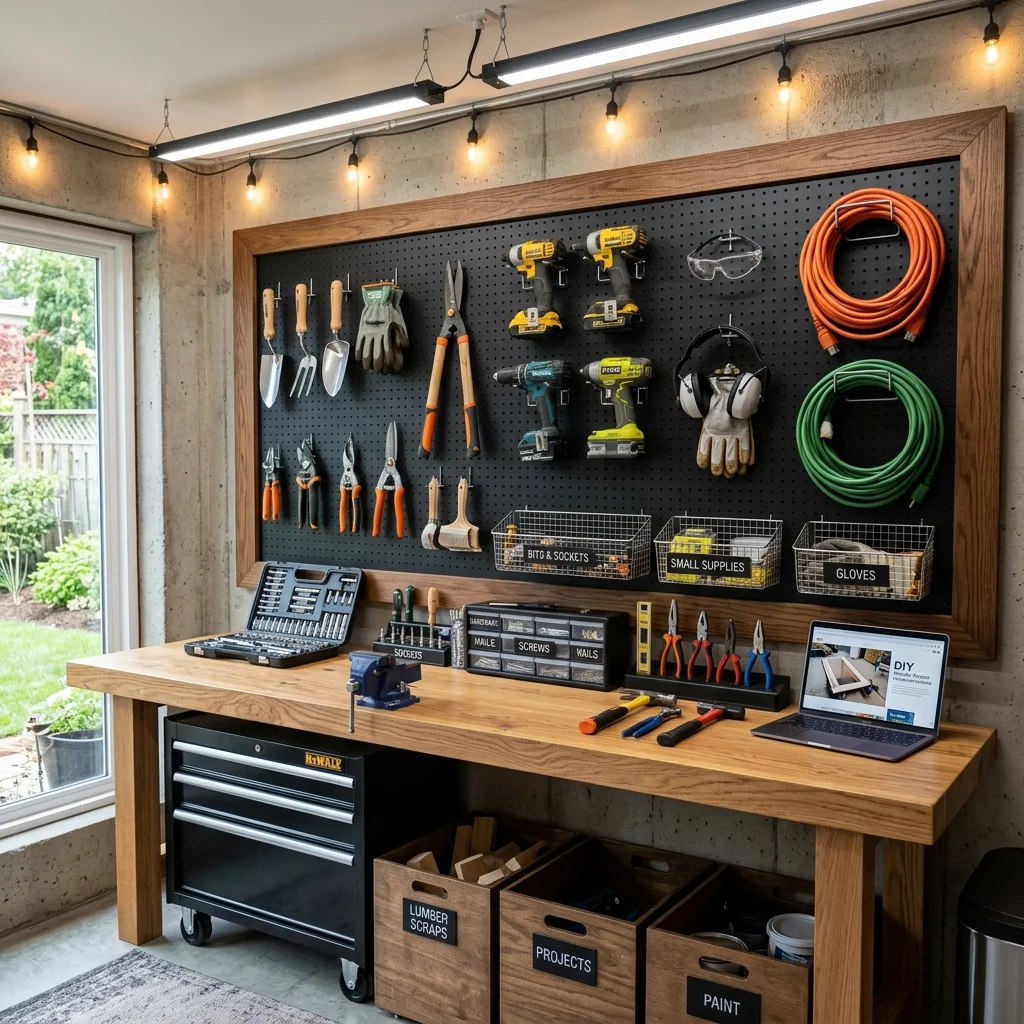 Utilize a Pegboard for Hanging Storage