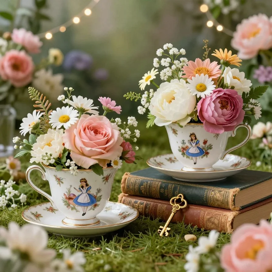 Whimsical Teacup Flower Arrangements