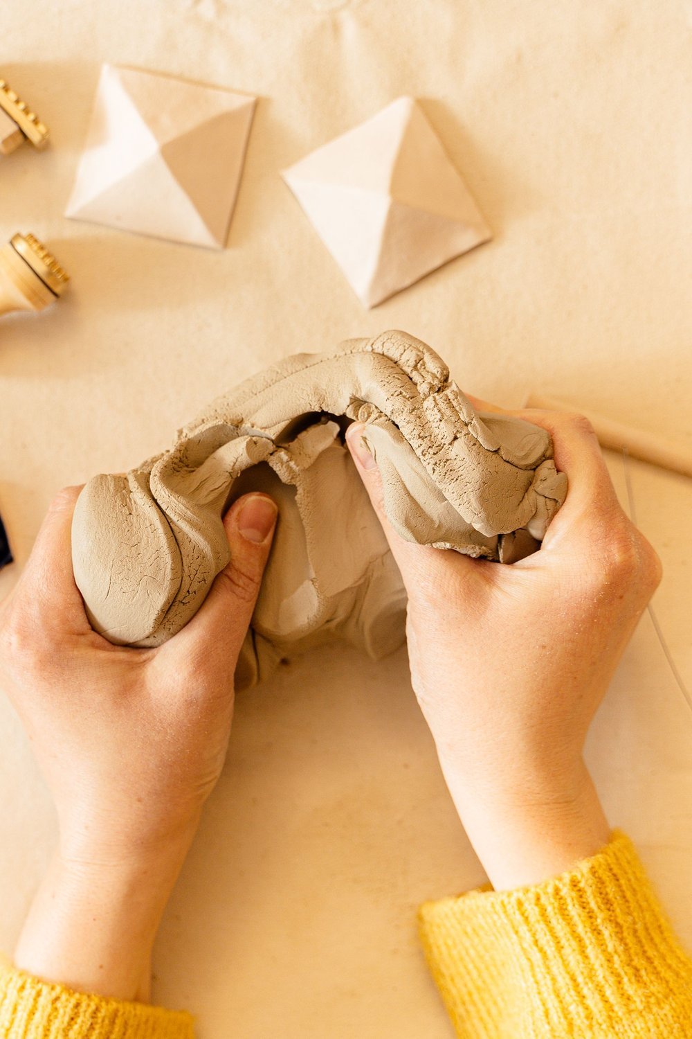 Textured Clay Earrings Using Household Objects and Stamps - clay earrings diy