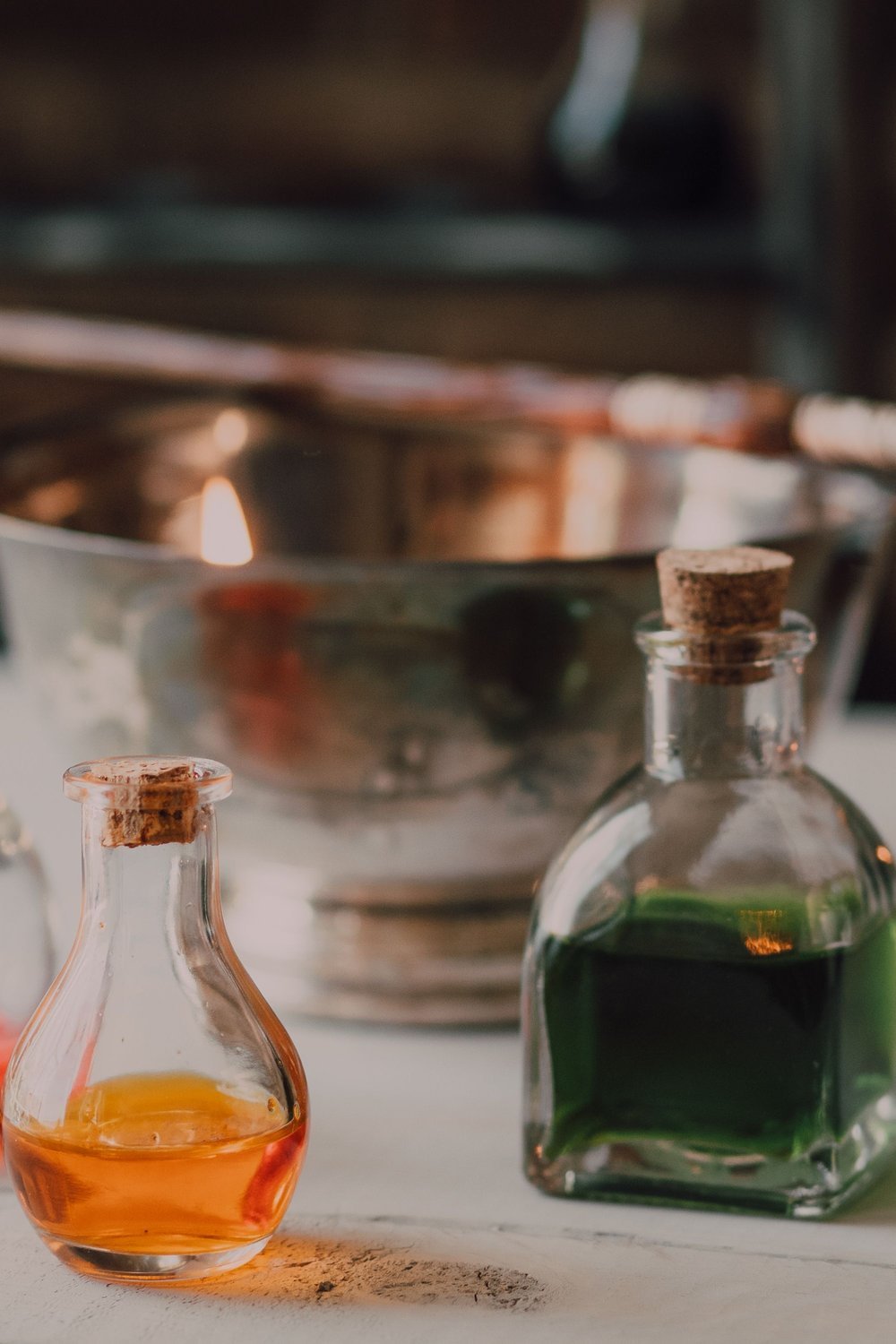 7. DIY Potion Bottle Bar Cart Styling - halloween party decorationst