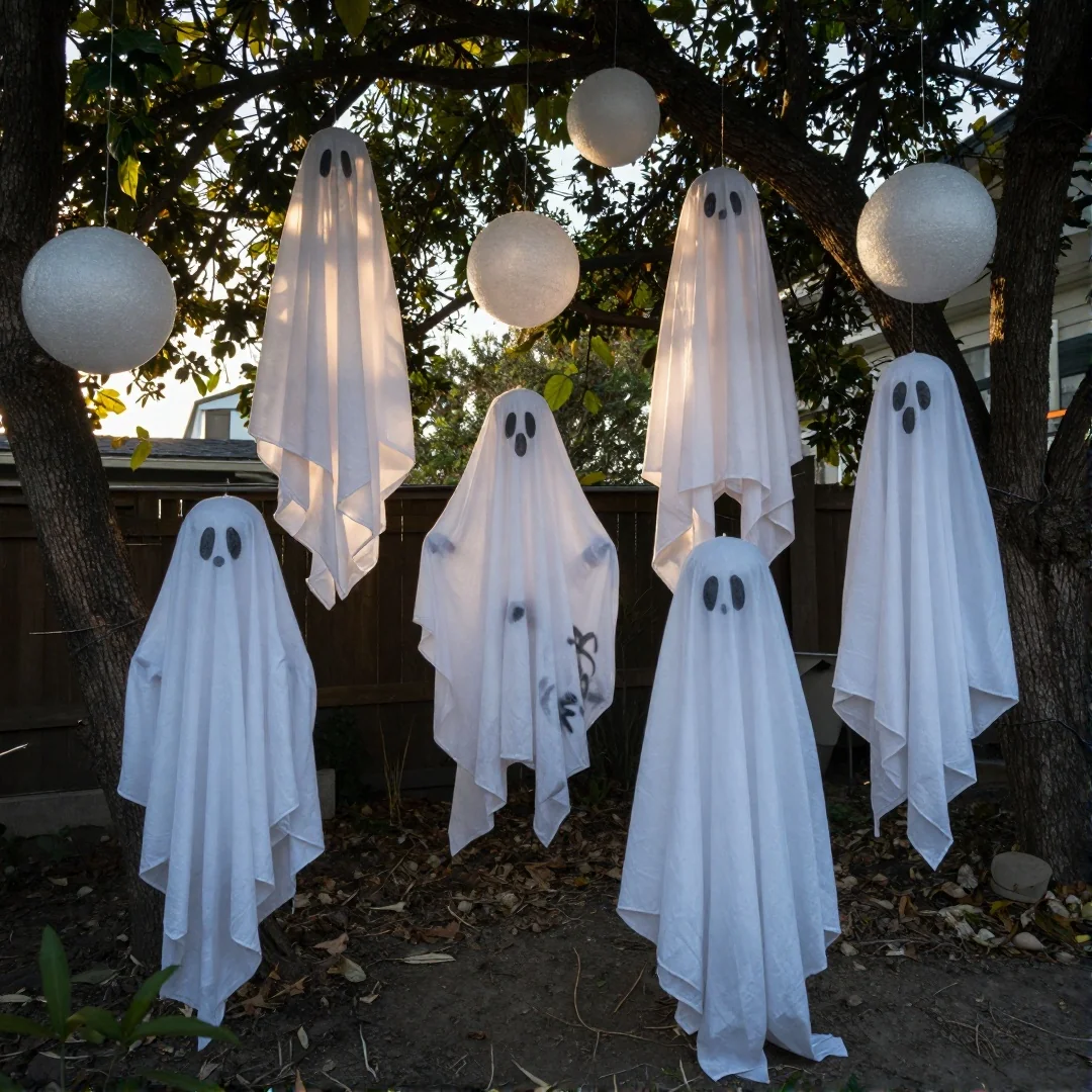Cheesecloth Ghosts - 19 spooky halloween outdoor ideas to transform your yard