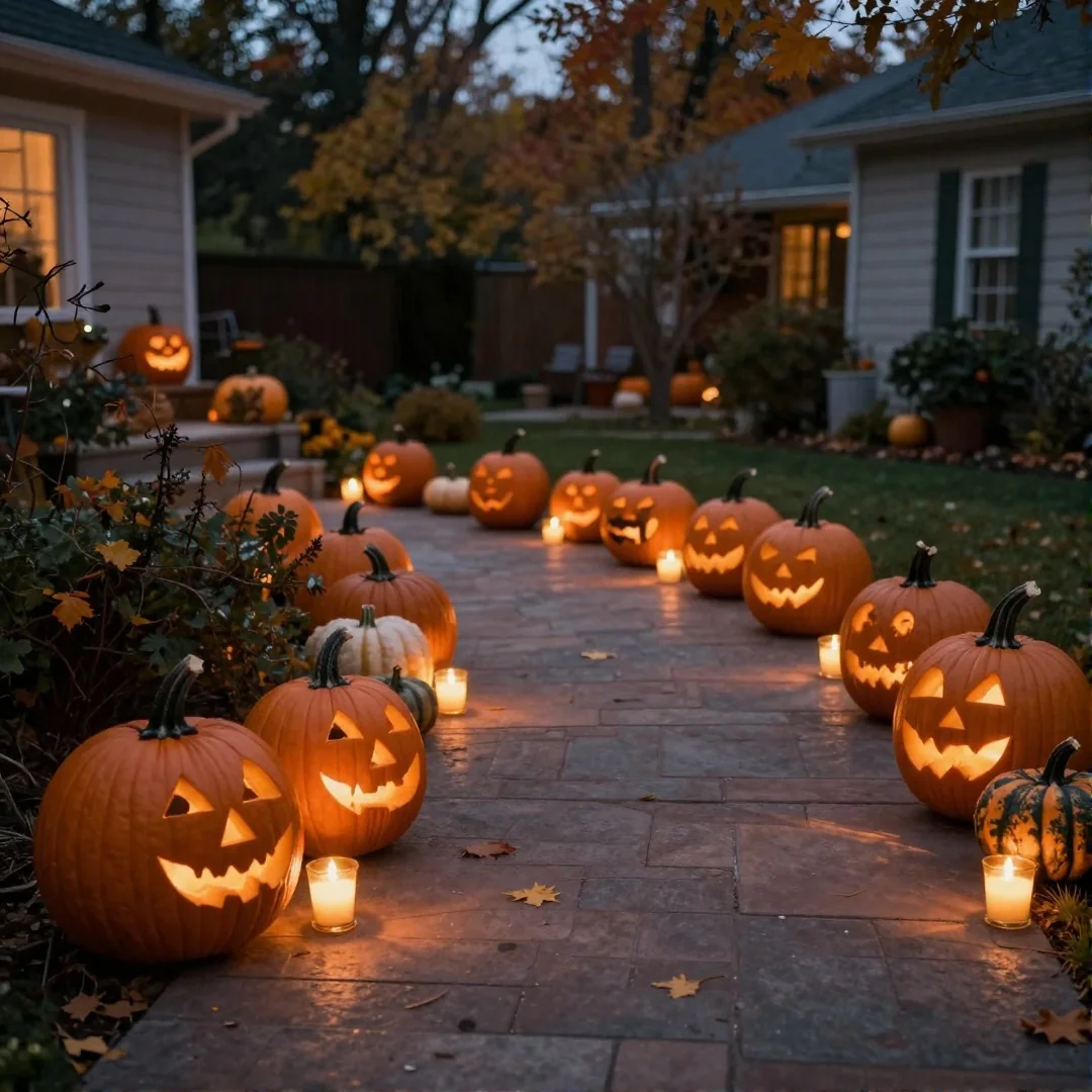 Carved Pumpkins - 19 spooky halloween outdoor ideas to transform your yard