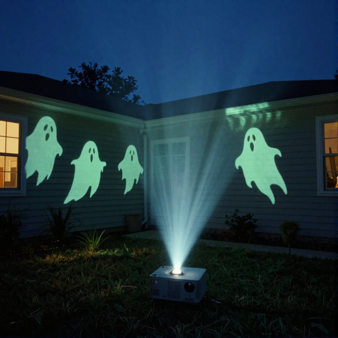 Projection Lighting - 19 spooky halloween outdoor ideas to transform your yard