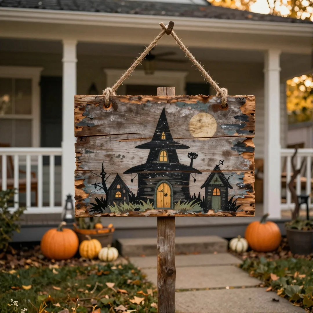Witch Cottage Sign - 19 spooky halloween outdoor ideas to transform your yard