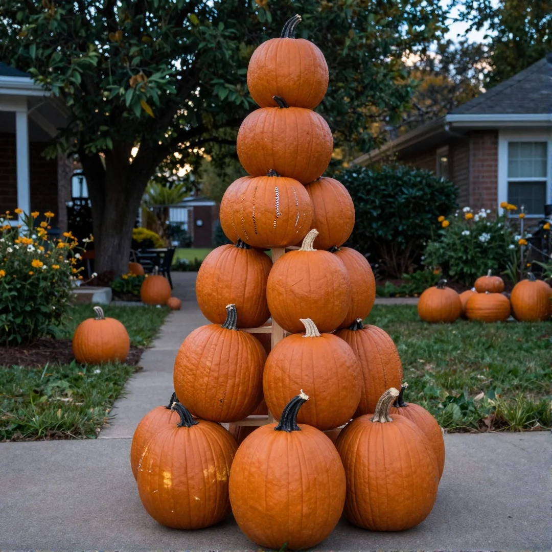 Pumpkin Stack Tower - 19 spooky halloween outdoor ideas to transform your yard