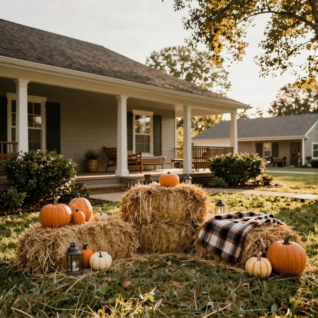 Hay Bale Vignette - 19 spooky halloween outdoor ideas to transform your yard