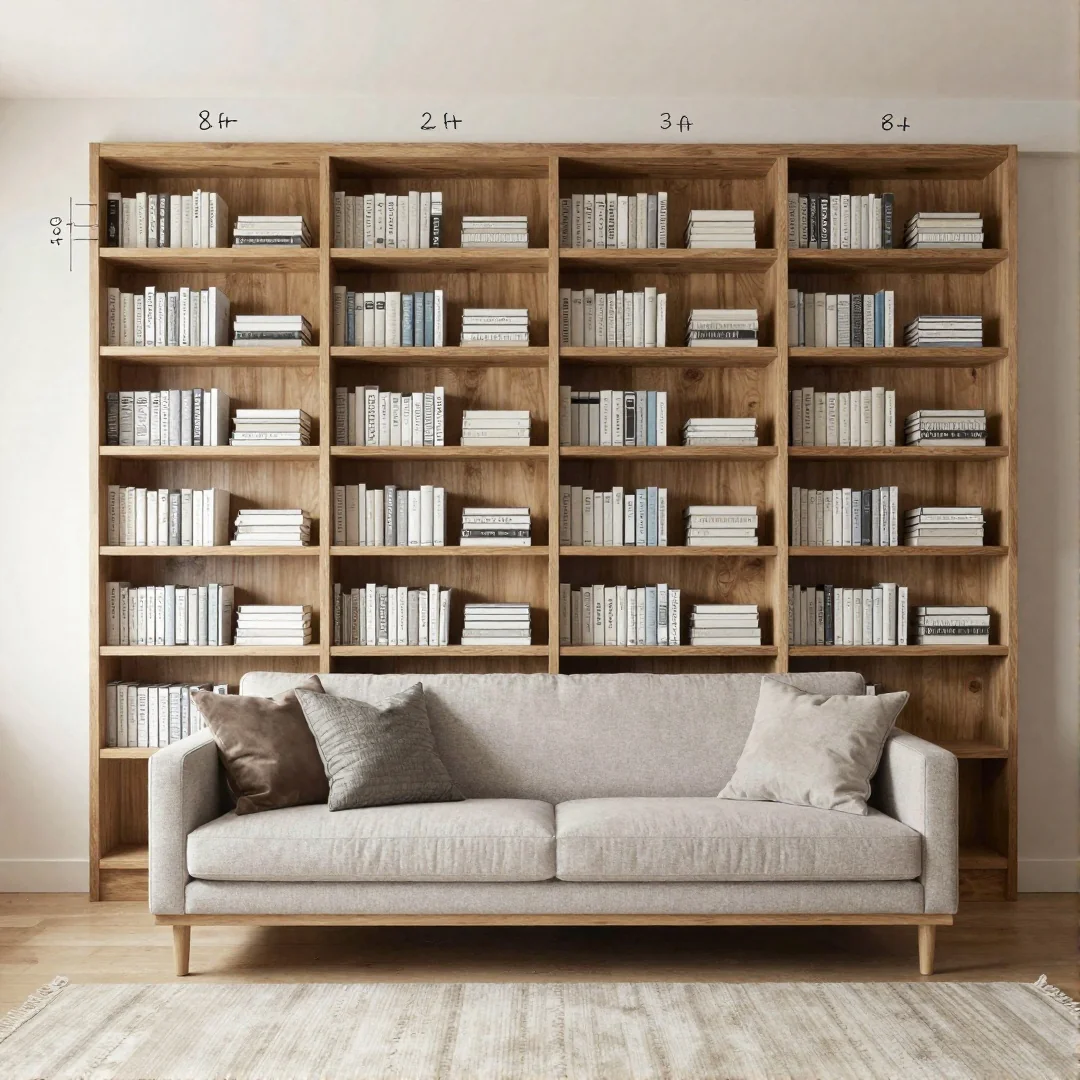 Built-In Bookshelf Wall - 20 living room ideas a step by step drawing guide