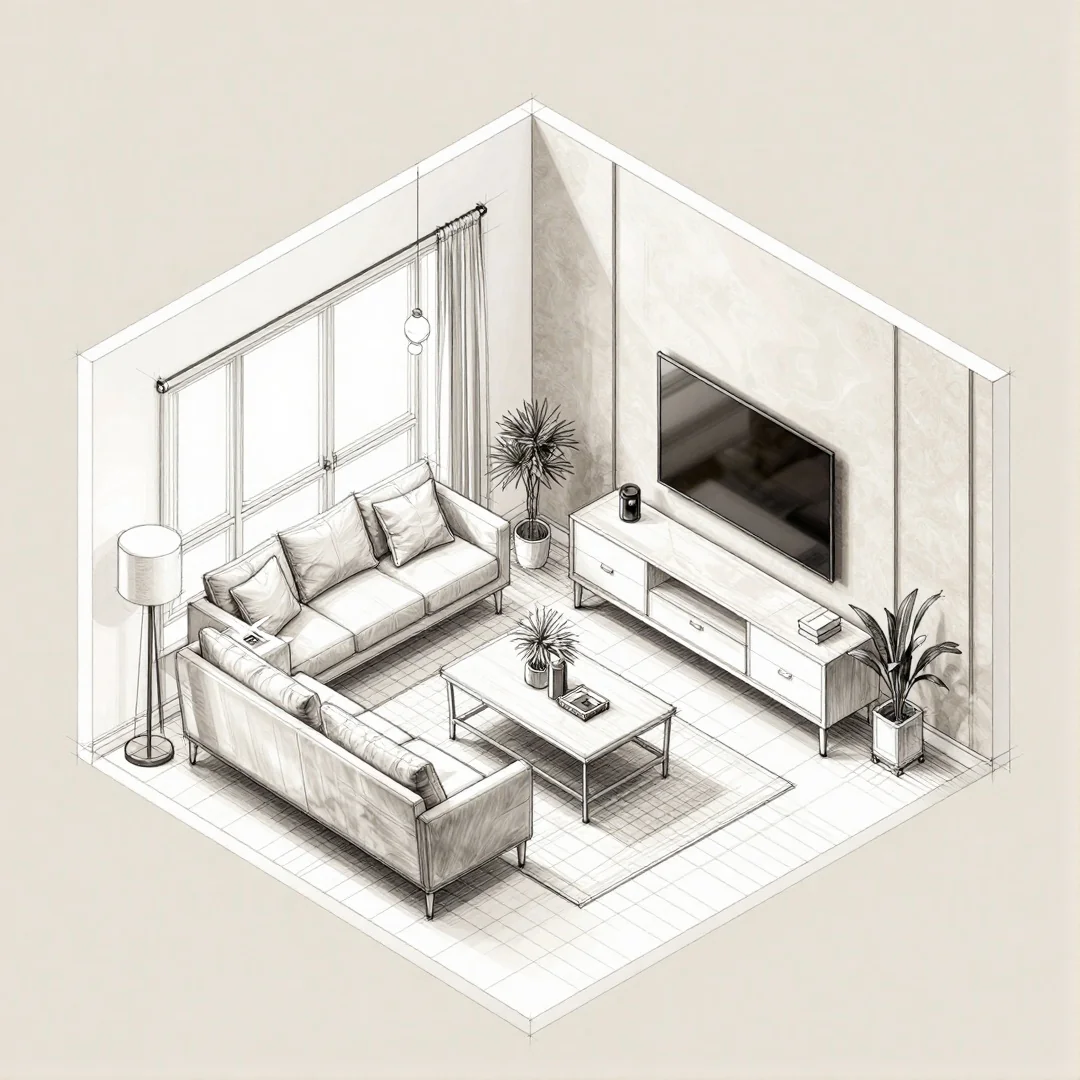 Isometric Room Sketch - 20 living room ideas a step by step drawing guide