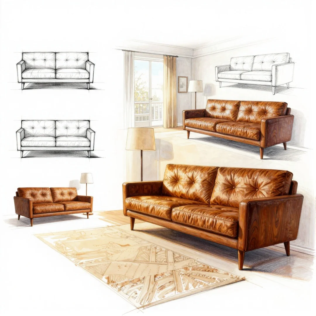 Mid-Century Living Room - 20 living room ideas a step by step drawing guide