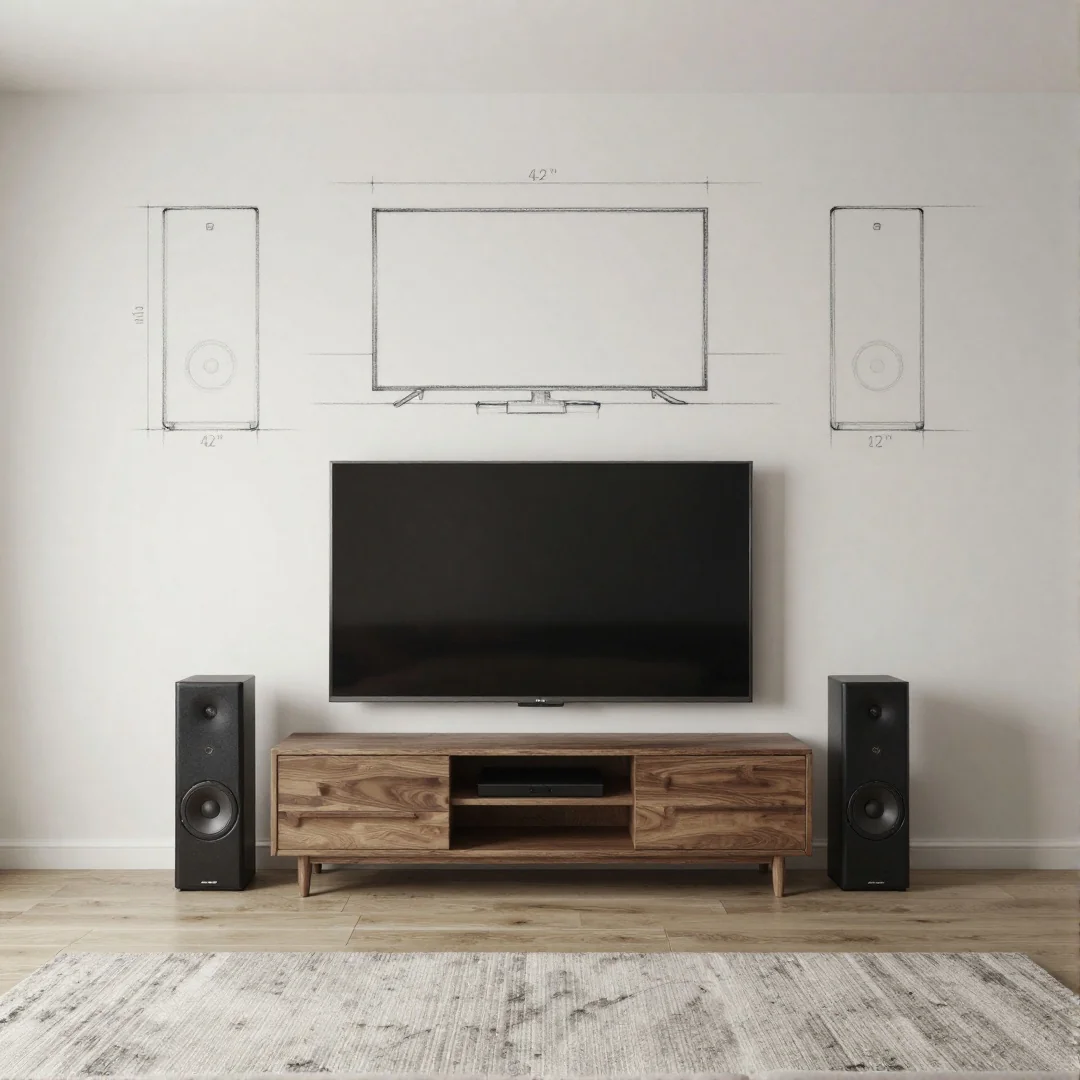 TV Wall Composition - 20 living room ideas a step by step drawing guide