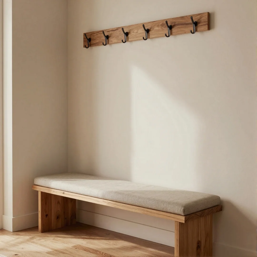 Bench with Hooks - 20 modern entryway drawing ideas