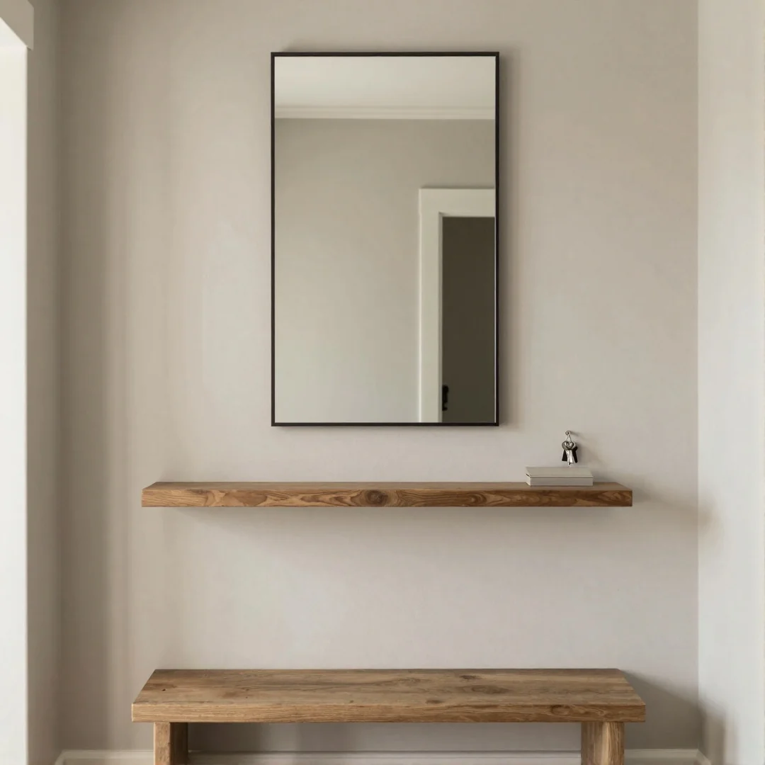 Mirror and Shelf Combo - 20 modern entryway drawing ideas