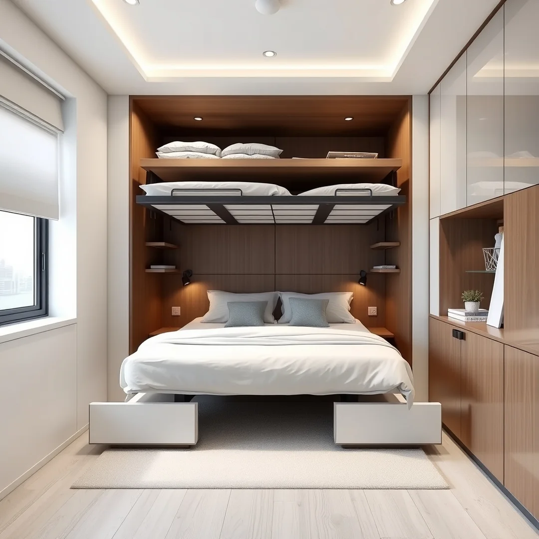 Murphy Bed Frames - 21 bedroom ideas for small rooms drawing and design tips