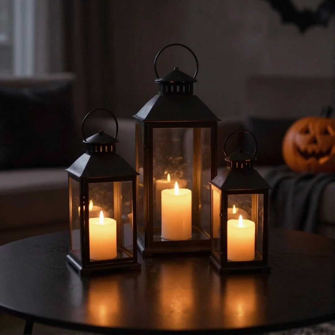 Candle Lantern Cluster - 22 halloween indoor decor ideas