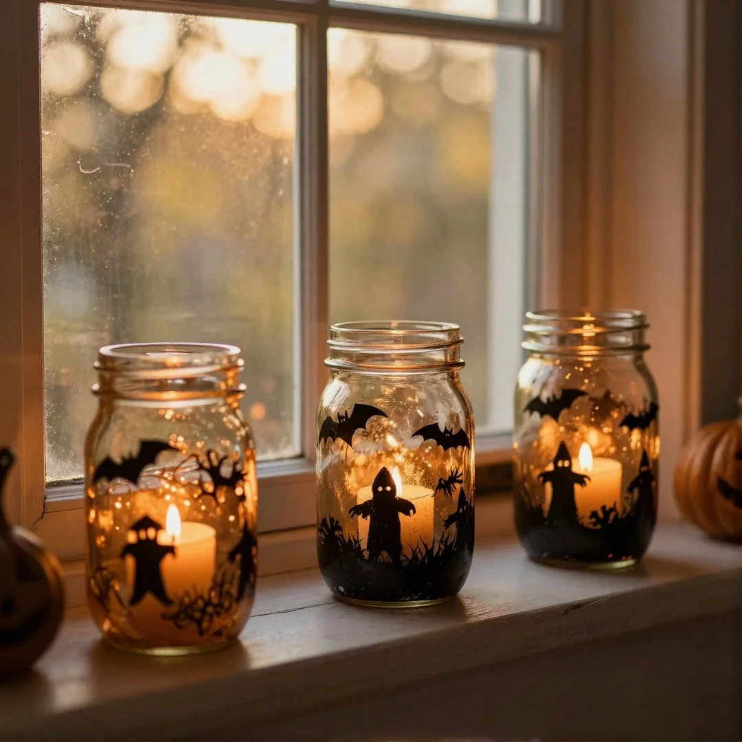 Mason Jar Lanterns - 22 halloween indoor decor ideas