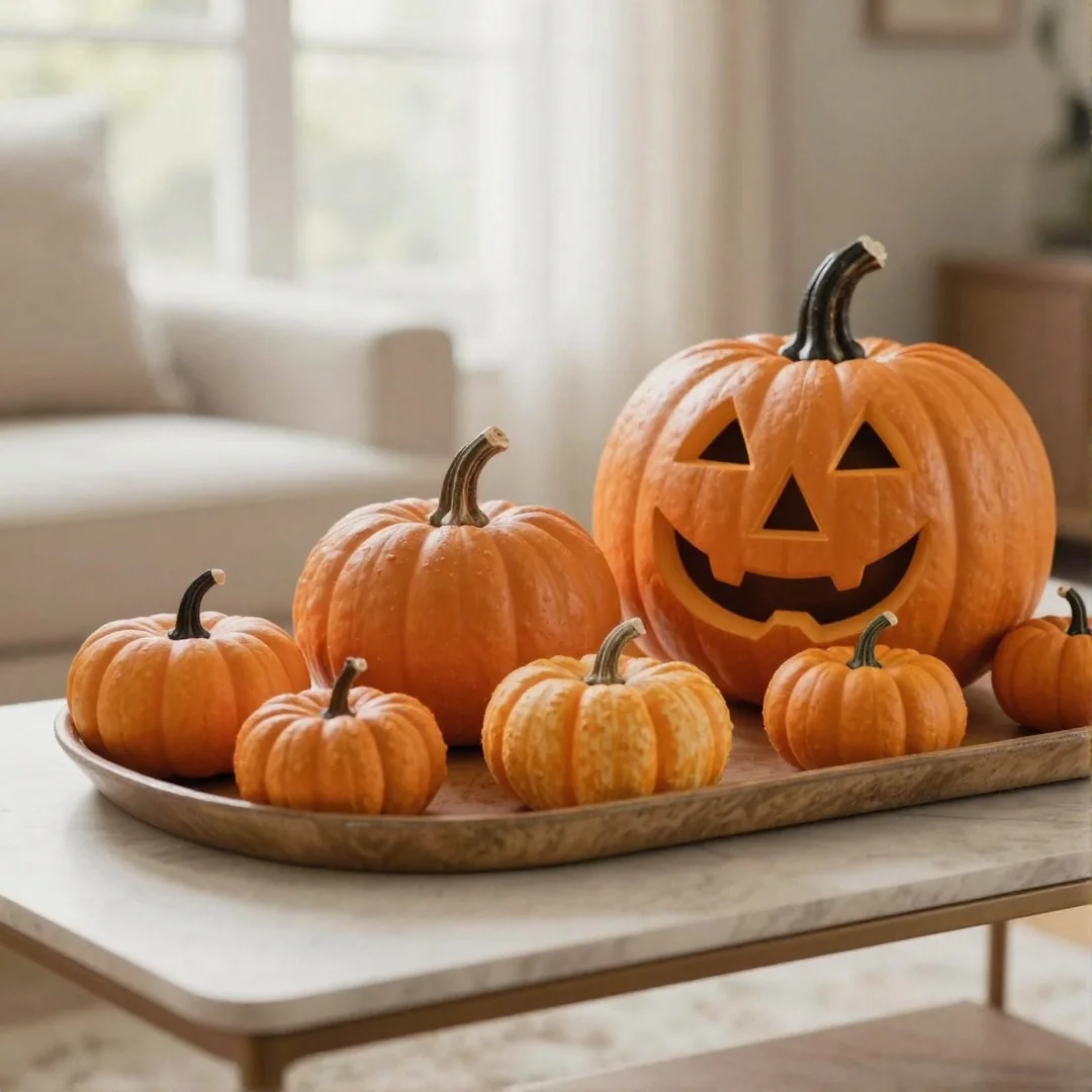 Mini Pumpkin Display - 22 halloween indoor decor ideas