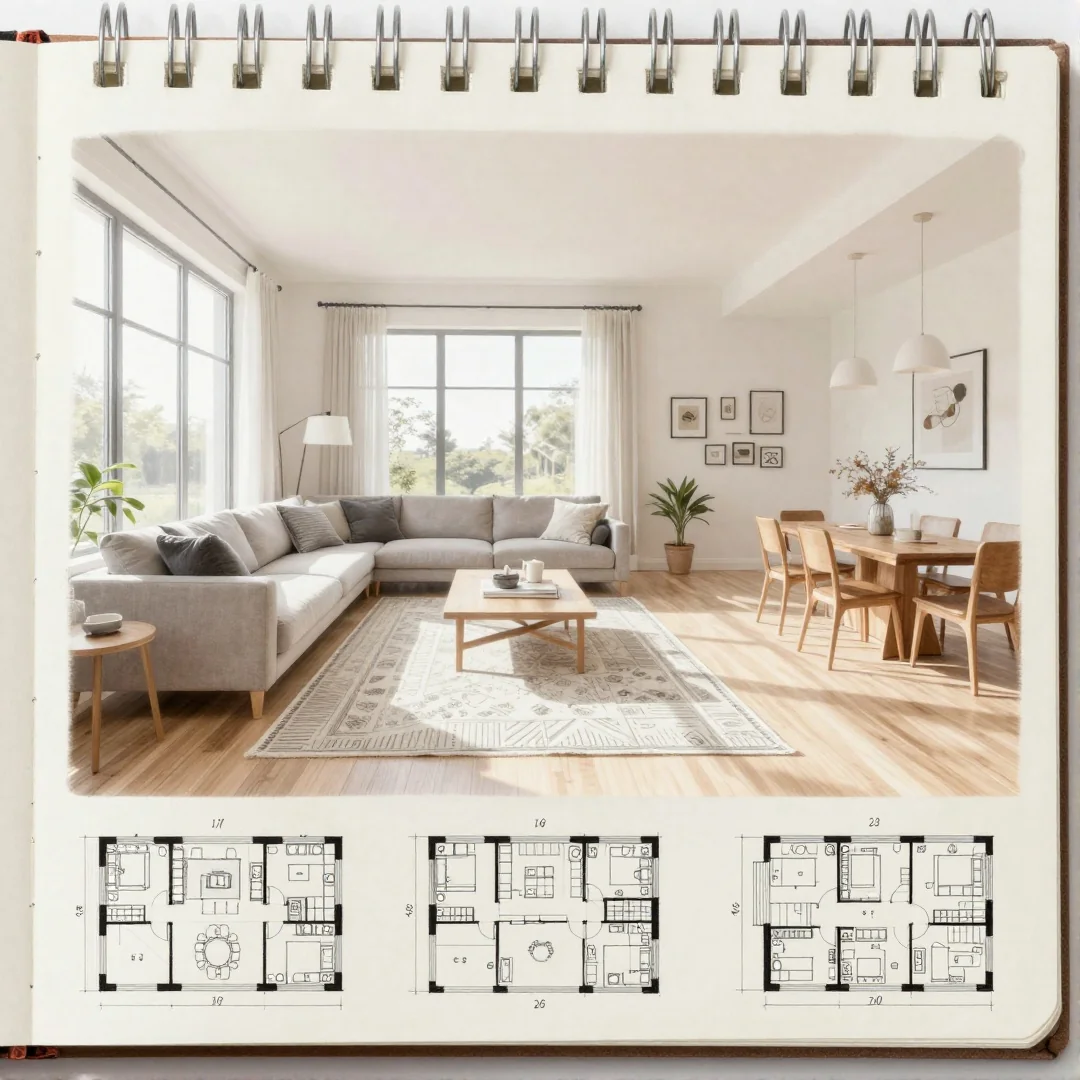 Open Plan Sketch - 24 living room decor drawing ideas a step by step guide