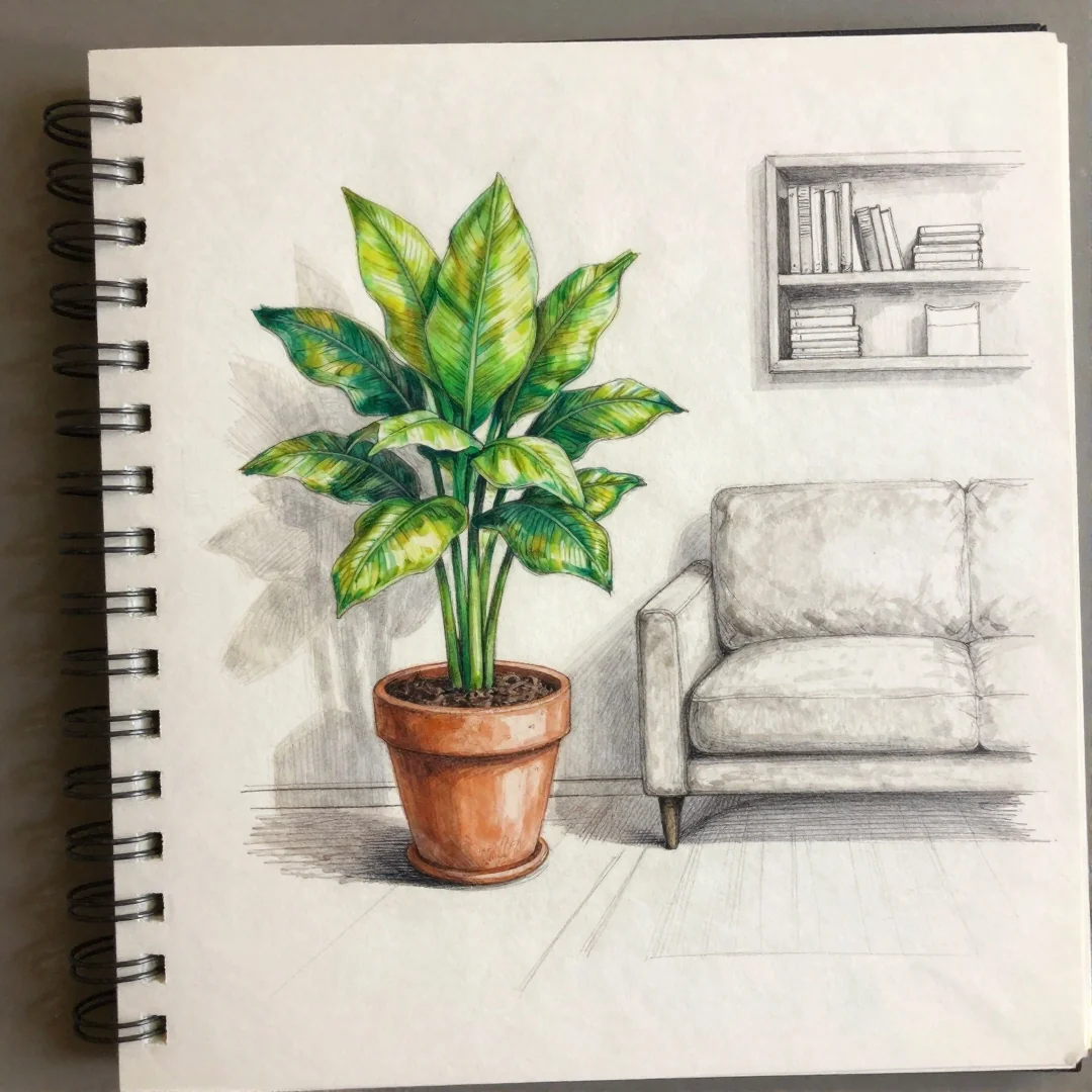 Potted Plant Sketch - 24 living room decor drawing ideas a step by step guide