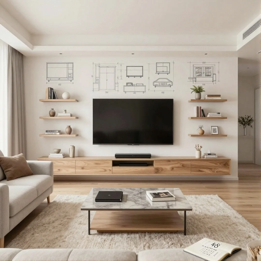 TV Wall Focal - 24 living room decor drawing ideas a step by step guide