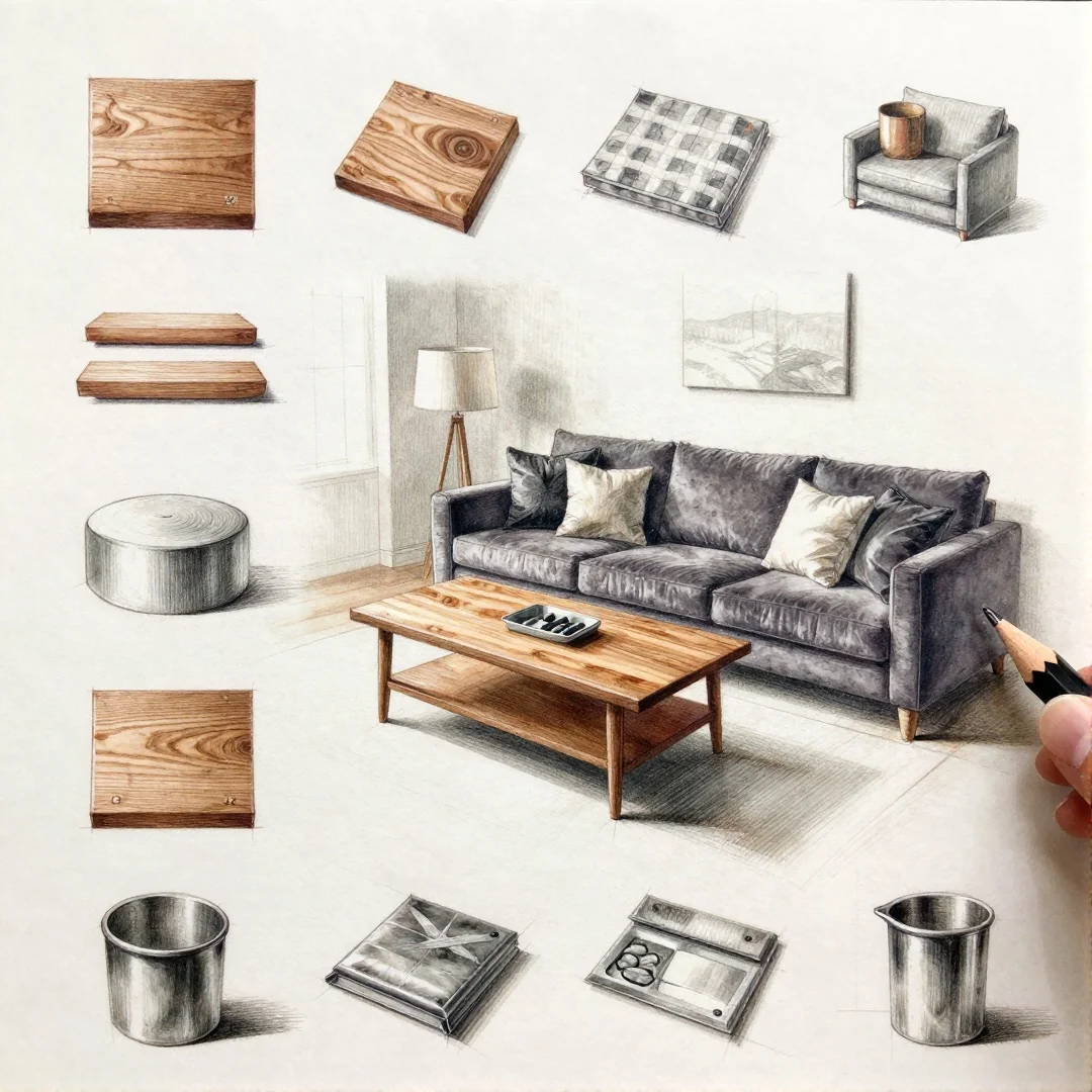 Material Texture Shading - 24 living room decor drawing ideas a step by step guide