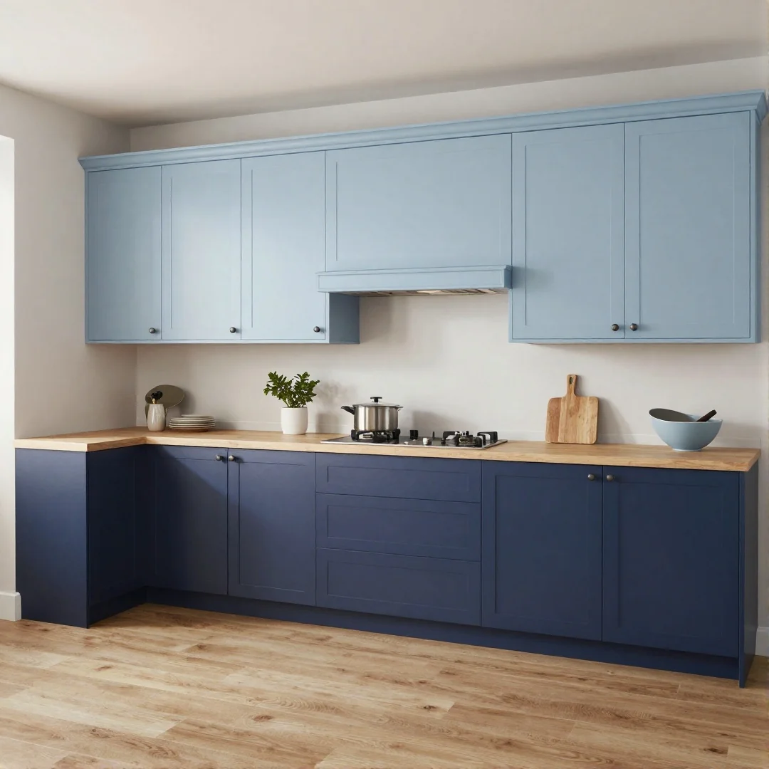 Two-Tone Blue Cabinets - 26 kitchen colors ideas unleash your creativity with these stunning designs