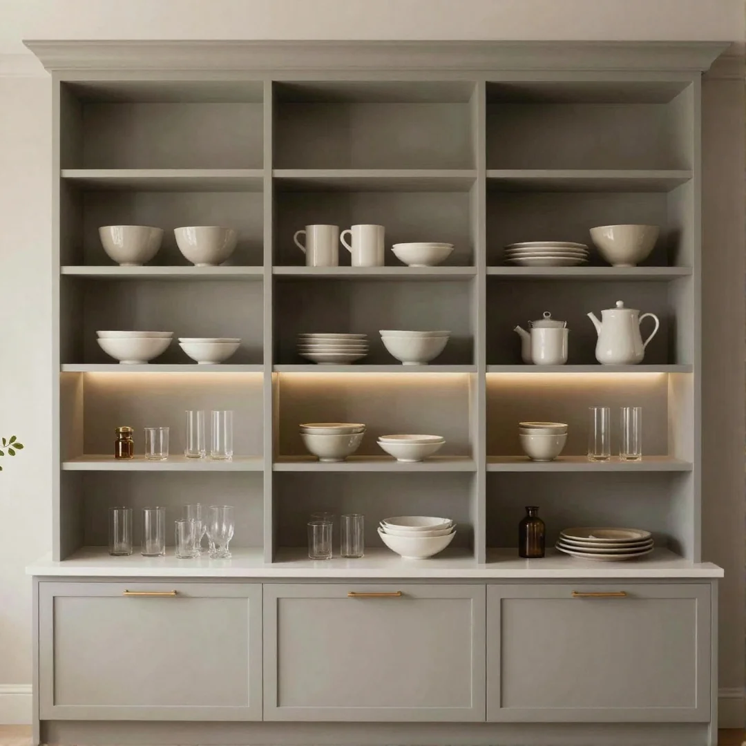 Greige Open Shelving - 26 kitchen colors ideas unleash your creativity with these stunning designs