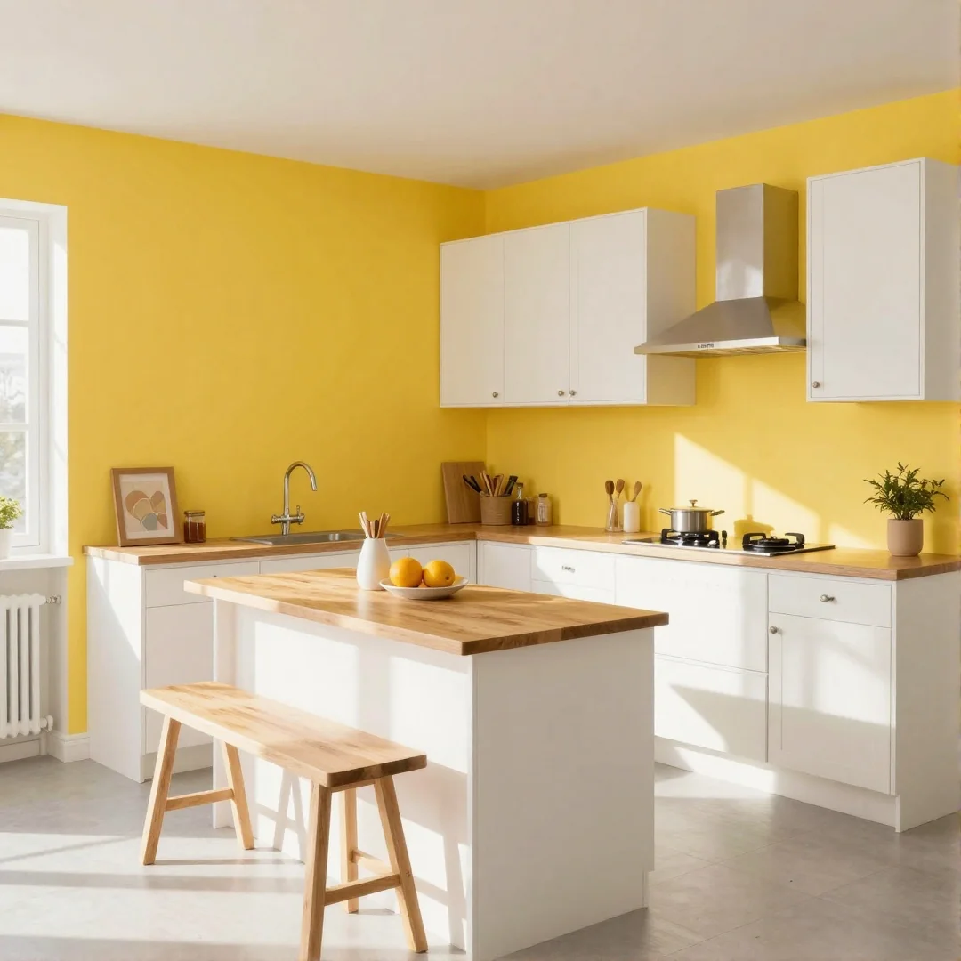 Sunny Yellow Wall - 26 kitchen colors ideas unleash your creativity with these stunning designs