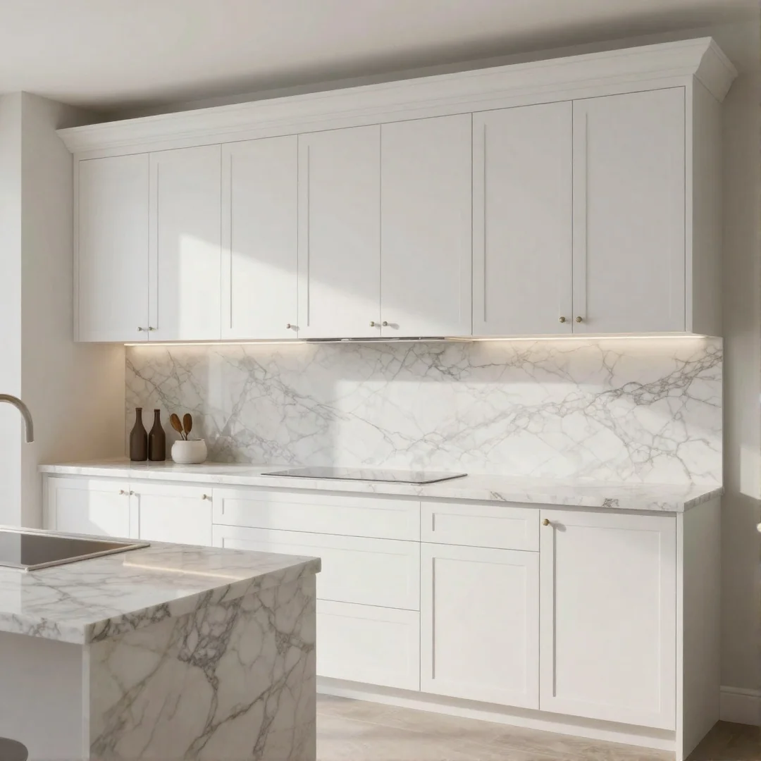 Marble-Trimmed White - 26 kitchen colors ideas unleash your creativity with these stunning designs
