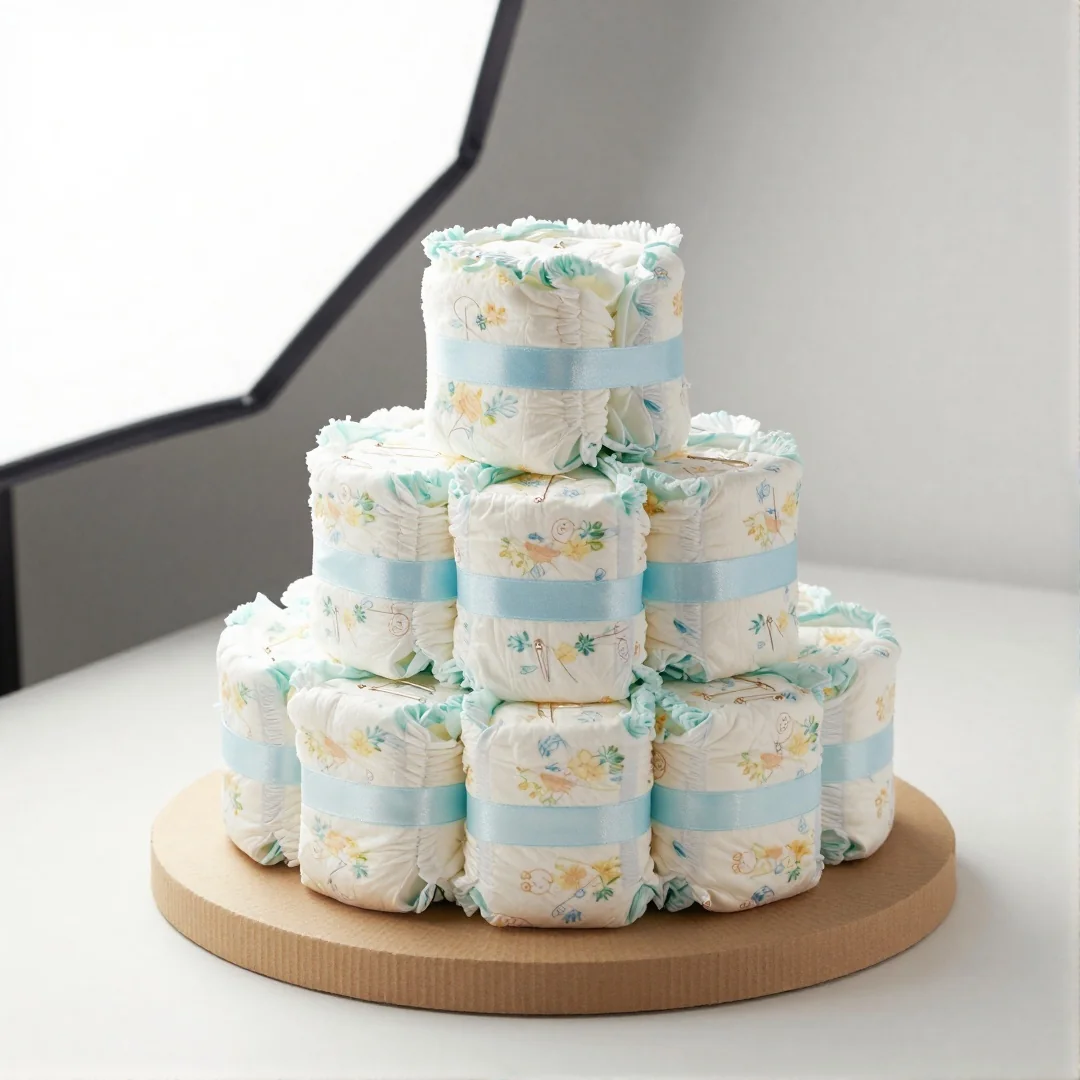 Diaper Cake Wrapping - baby shower gift wrapping ideas