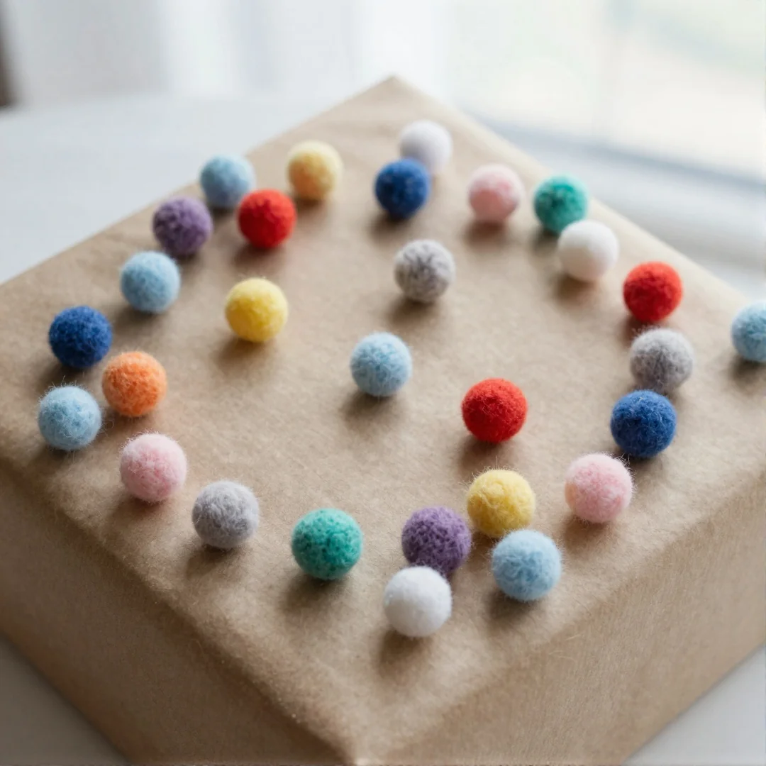 Felt Pom Pom Details - baby shower gift wrapping ideas