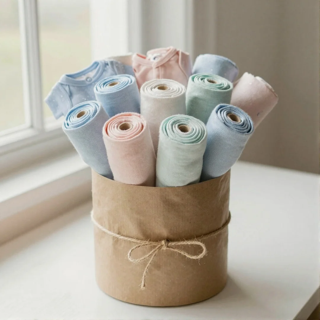 Onesie Bouquet Wrap - baby shower gift wrapping ideas