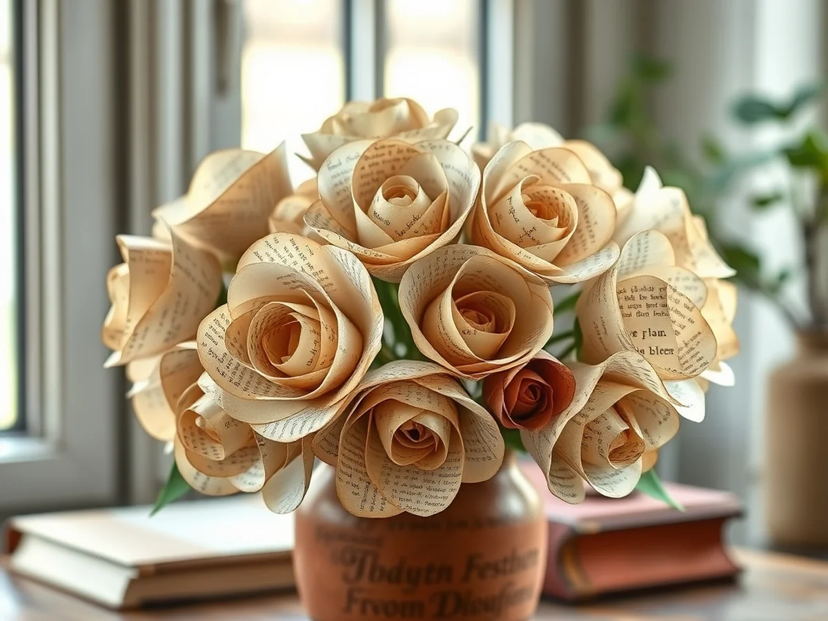 Book Page Flowers - book crafts diy ideas