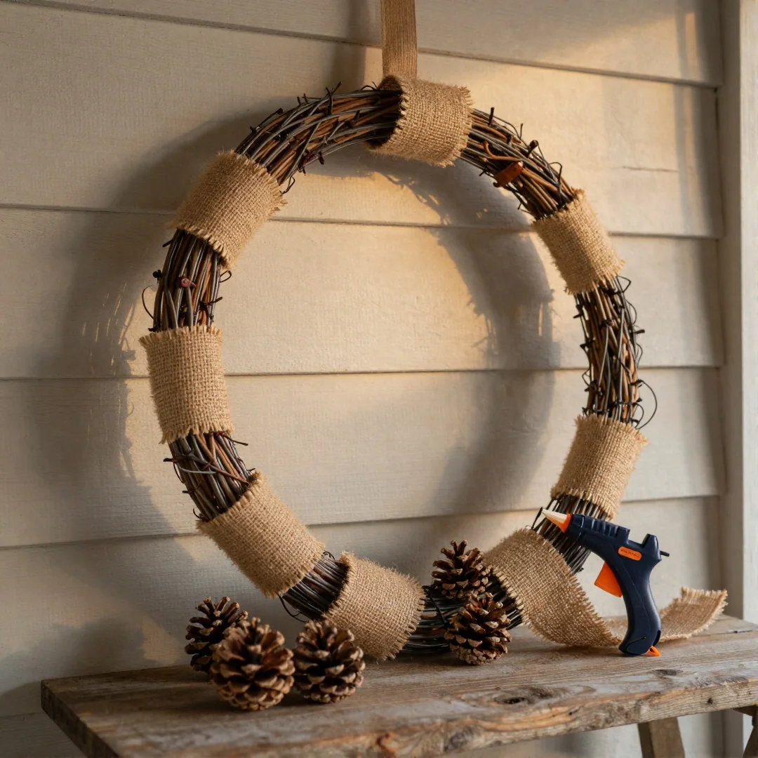 Burlap Ribbon Wreath - christmas wreaths diy