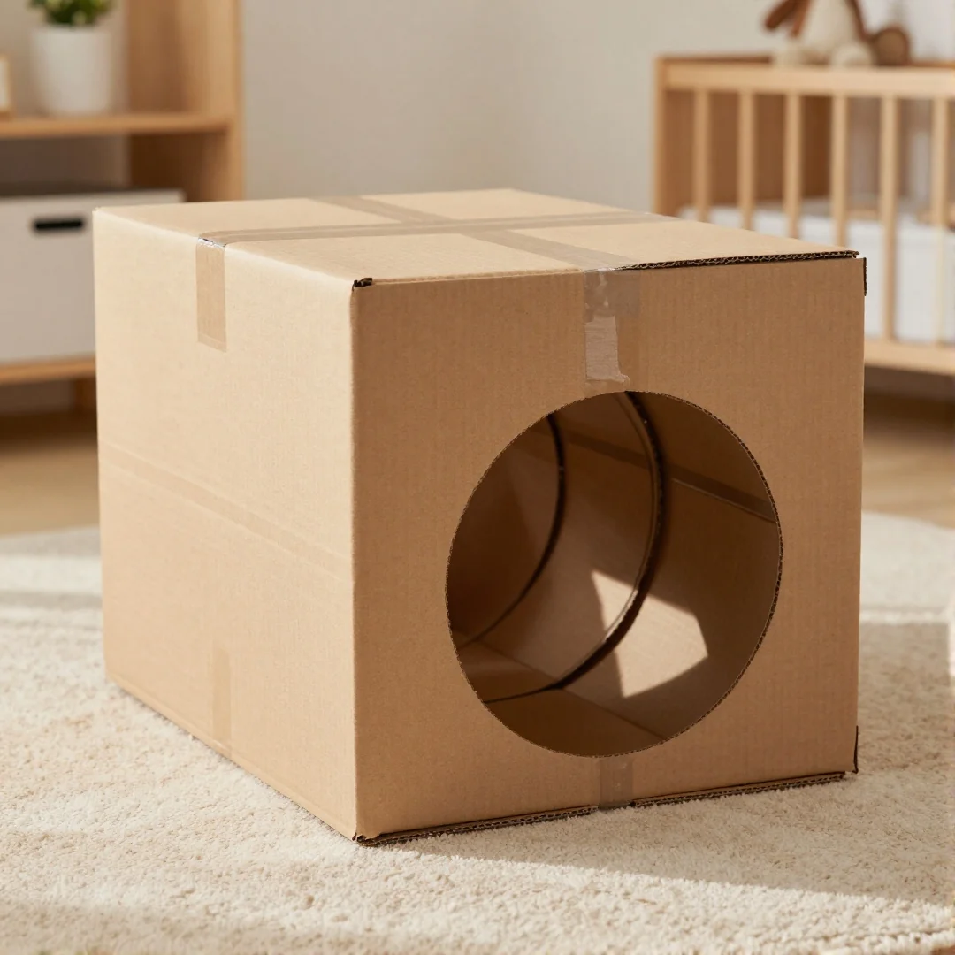 Cardboard Box Tunnel - diy baby toys