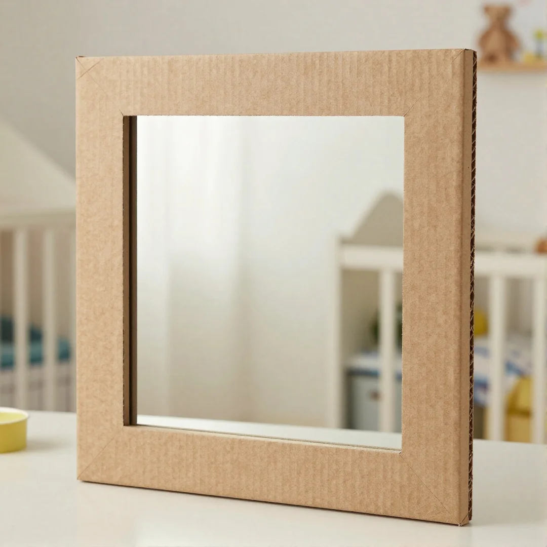 Cardboard Mirror Frame - diy baby toys