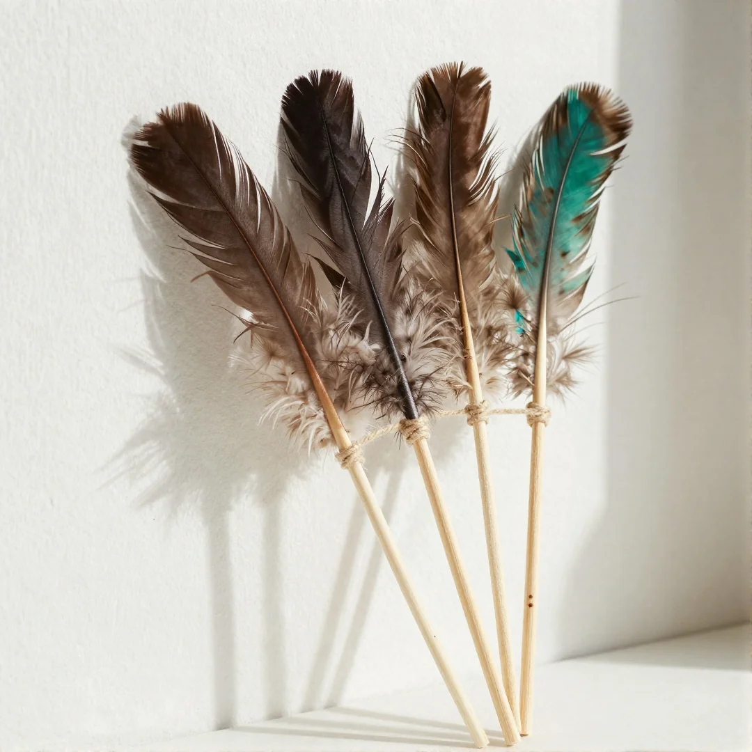 Feather Wand Sticks - diy cat toys
